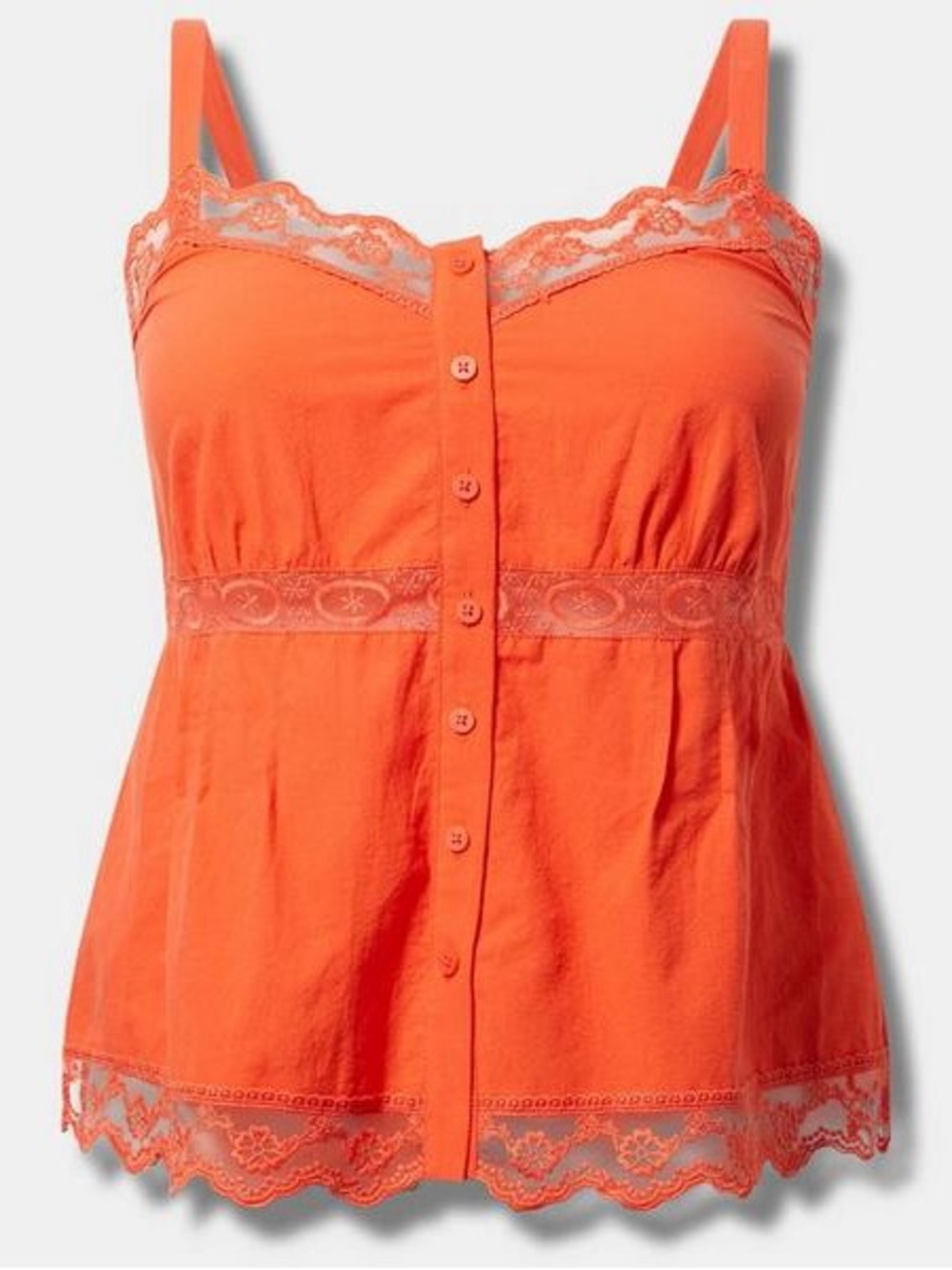 Torrid Lace Trim Cami Fiesta Orange Sz. 1